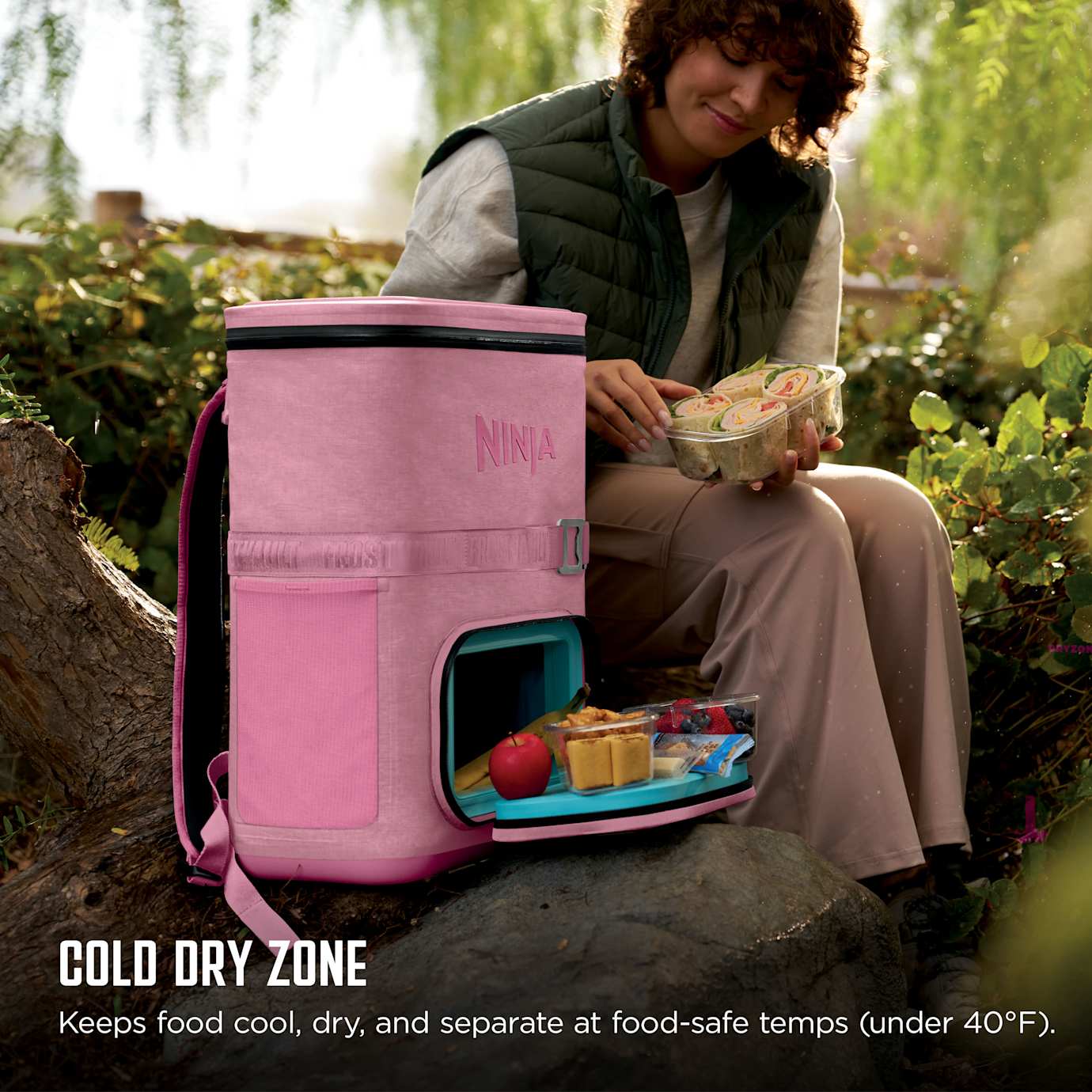 Ninja Outdoor FrostVault Go 24-Can Backpack Cooler in Pink - Image 3