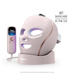 Shark CryoGlow LED Face Mask & Charging Stand in Rose Glow