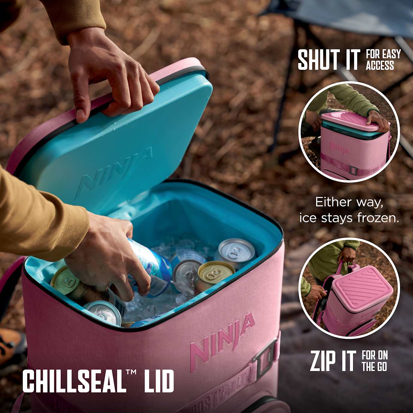 Ninja Outdoor FrostVault Go 24-Can Backpack Cooler in Pink - Image 4