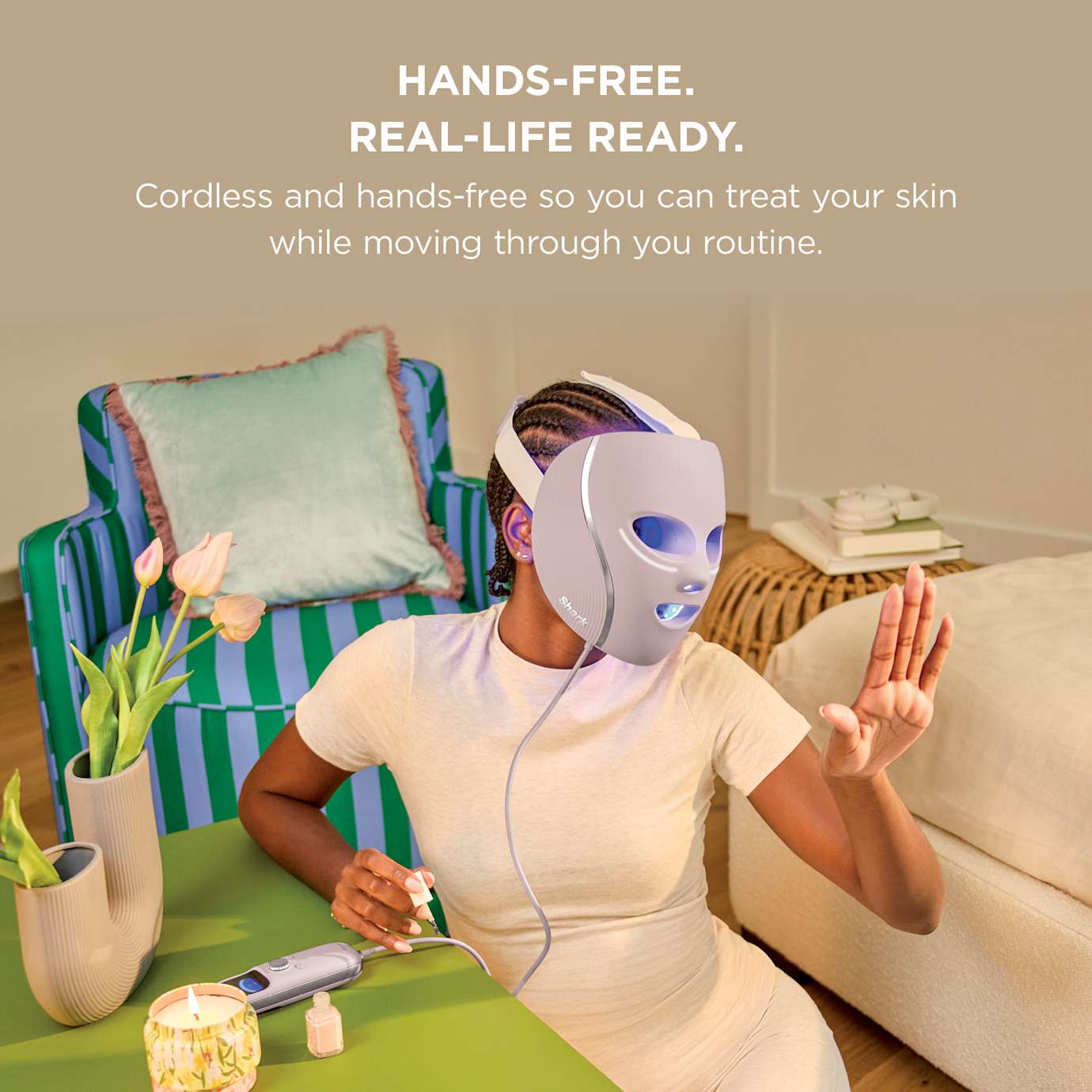 Shark CryoGlow LED Face Mask & Charging Stand in Blue - Image 15