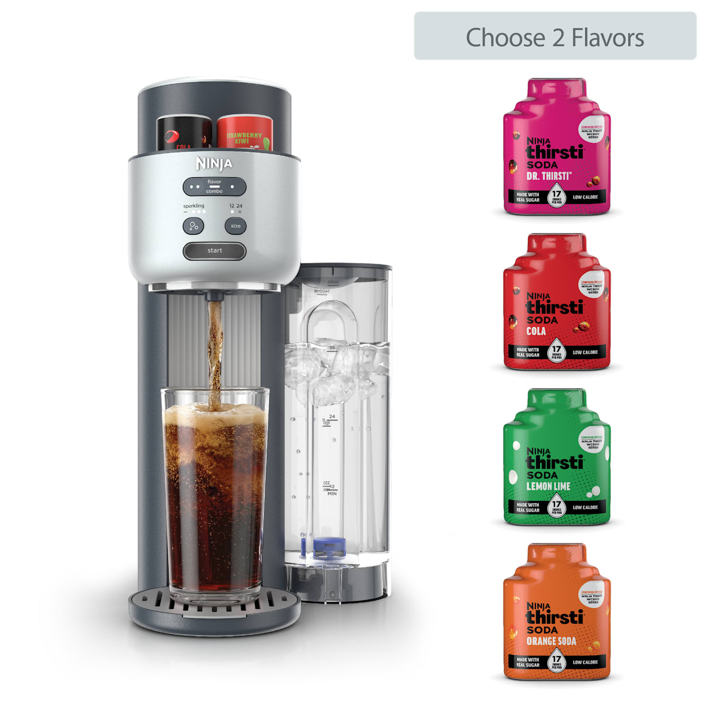 Ninja Thirsti Soda Machine in Cyberspace and Drink Mix Bundle