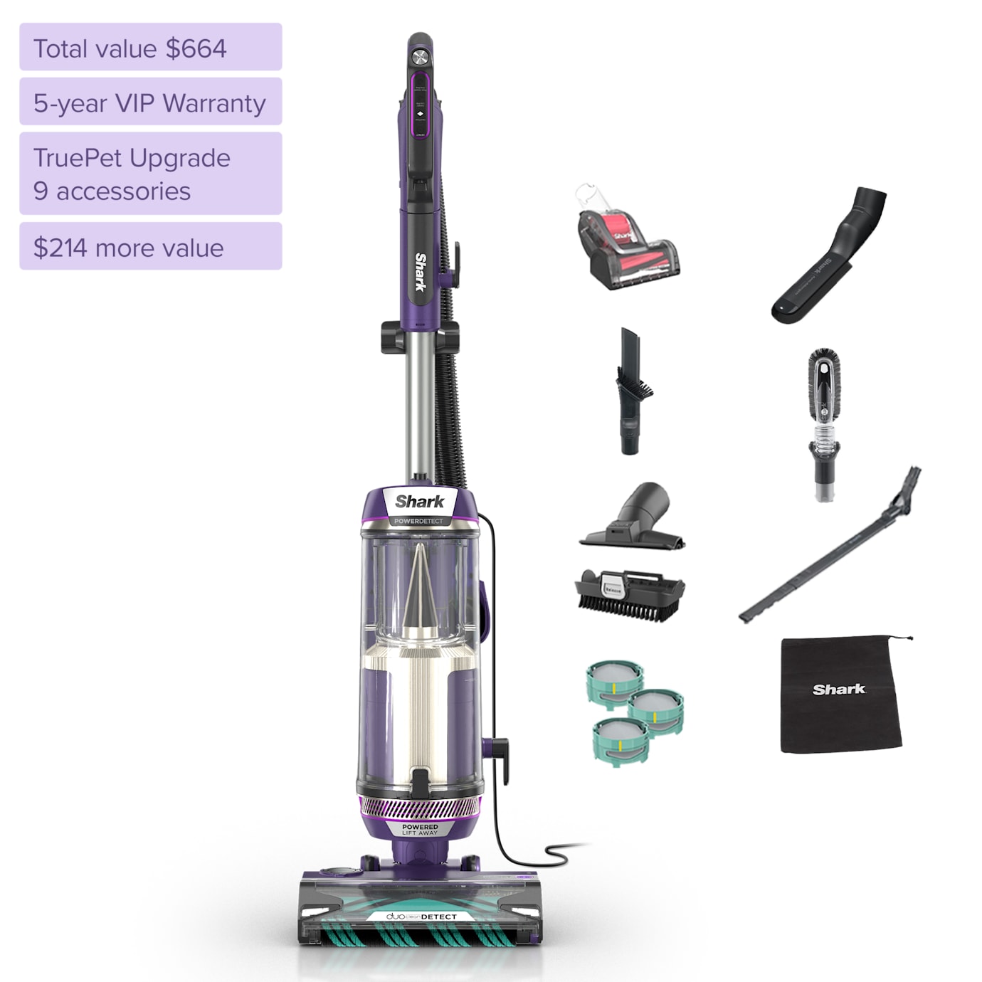 Shark PowerDetect Upright Vacuum Pet Bundle