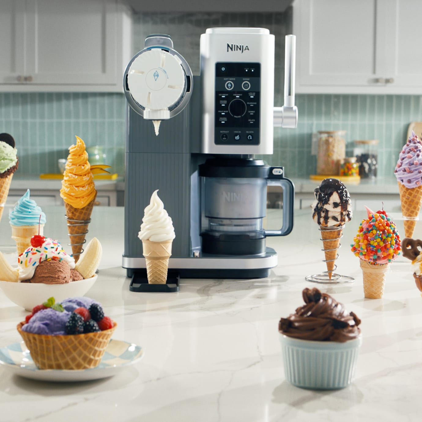 Ninja CREAMi Scoop & Swirl Soft Serve Ice Cream Machine in Navy - Image 6