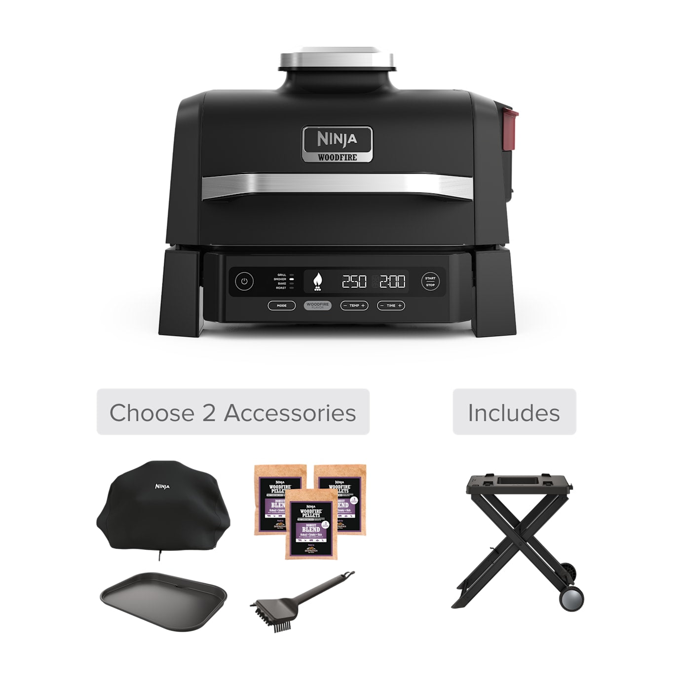 Ninja Woodfire Outdoor Grill and Smoker Stand Bundle