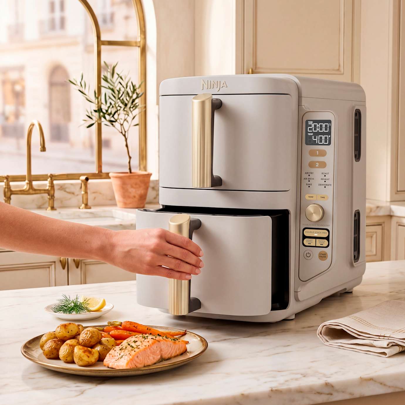 Ninja DoubleStack 10-QT Double Air Fryer in Stone Gold - Image 7